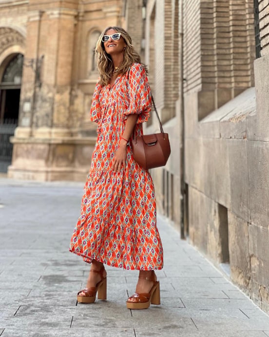 👗Robe longue bohème élégante à manches bouffantes et motif floral