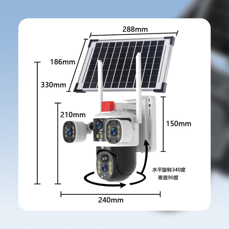 💥2025 Neue heiße Verkaufsaktion🎥 Dreifach-Objektiv-Solar-360°-Kuppelkamera✈️ kostenloser Versand