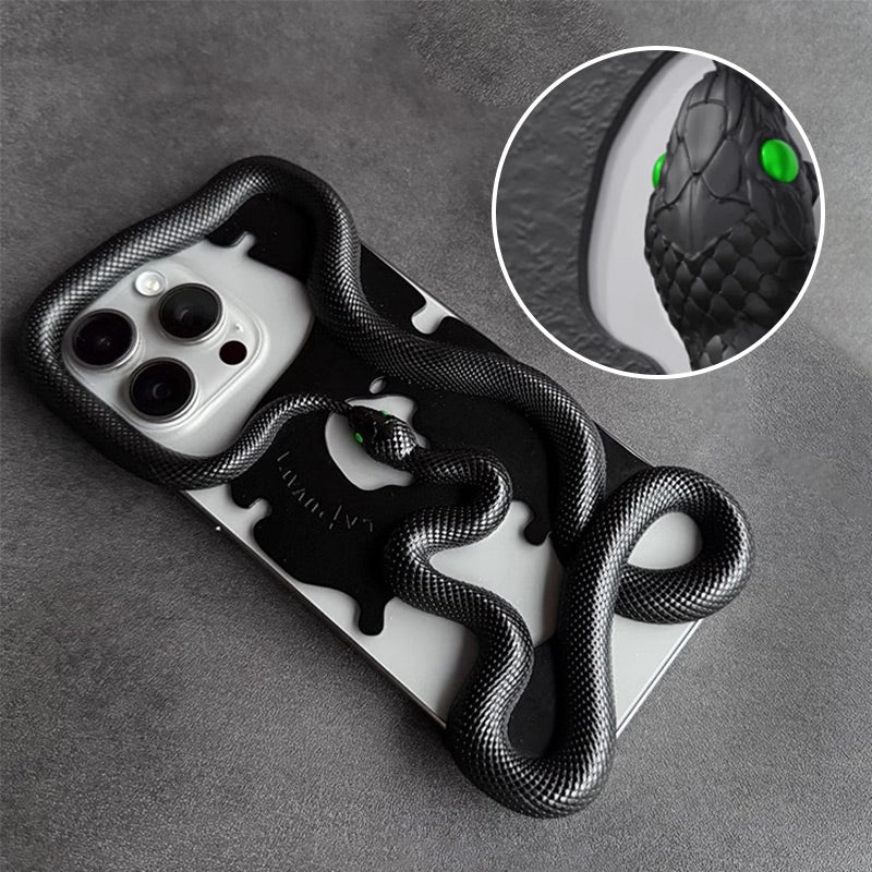 3D Ouroboros Snake Design mobiltelefonfodral för iPhone 16-12-serien