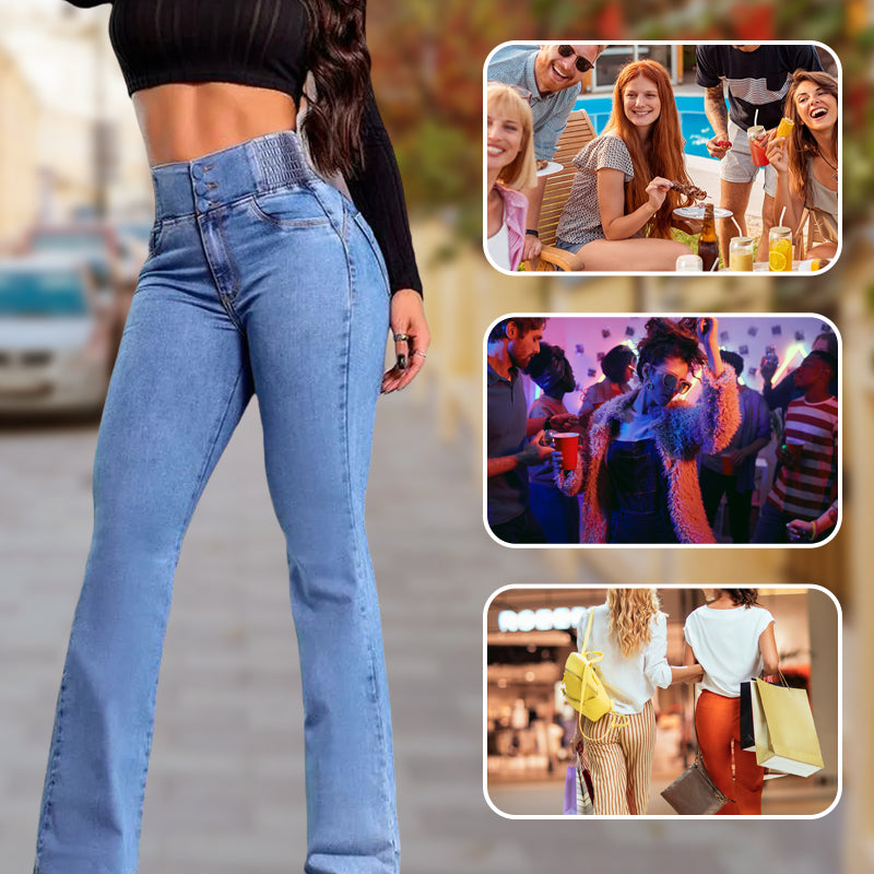 🔥Solange der Vorrat reicht 40 % Rabatt!🎉Hoch taillierte, dehnbare Flared Jeans💯💯