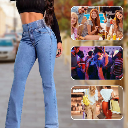 🔥Solange der Vorrat reicht 40 % Rabatt!🎉Hoch taillierte, dehnbare Flared Jeans💯💯