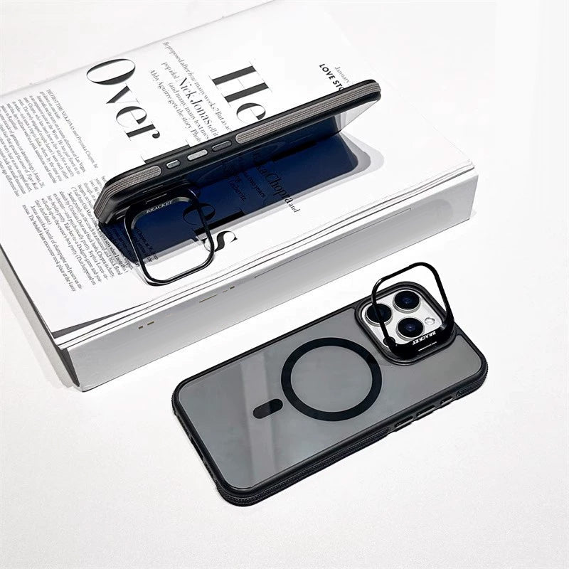 Magnetisk mobiltelefonfodral med linsfäste för iPhone -serien