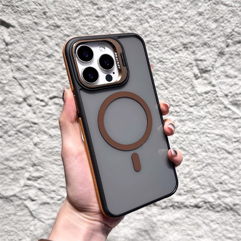 Magnetisk mobiltelefonfodral med linsfäste för iPhone -serien