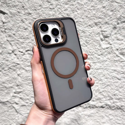 Magnetisk mobiltelefonfodral med linsfäste för iPhone -serien