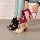 Offene Sandalen mit Schleife und klobigem Absatz für Damen
