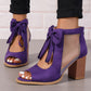 Offene Sandalen mit Schleife und klobigem Absatz für Damen