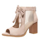 Offene Sandalen mit Schleife und klobigem Absatz für Damen