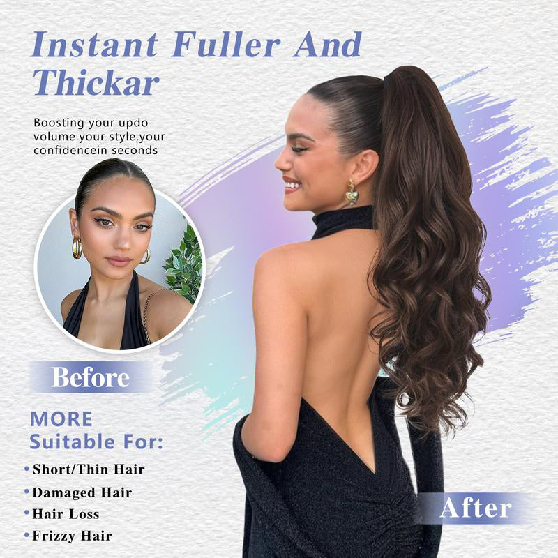 💜Zeitlich begrenzte Aktion 40 % Rabatt💜Clip-on-Haarverlängerung für welligen Pferdeschwanz