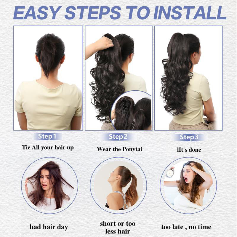 💜Zeitlich begrenzte Aktion 40 % Rabatt💜Clip-on-Haarverlängerung für welligen Pferdeschwanz