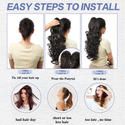 💜Zeitlich begrenzte Aktion 40 % Rabatt💜Clip-on-Haarverlängerung für welligen Pferdeschwanz