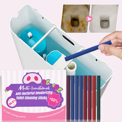 Multifunctional antibacterial, desodorizing toilet cleaning rods