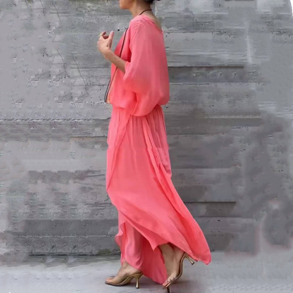 💗Ensemble 2 pièces en mousseline avec un haut ample et un pantalon à larges fentes