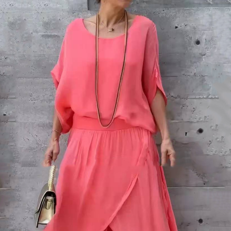 💗Ensemble 2 pièces en mousseline avec un haut ample et un pantalon à larges fentes