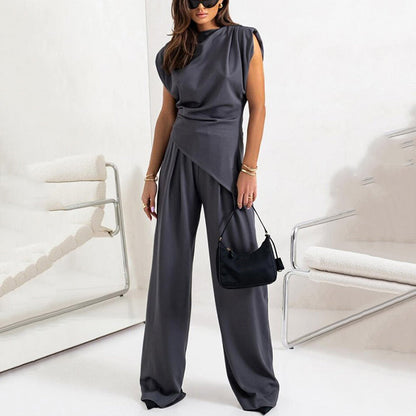 💕Elegante completo da donna in due pezzi, tinta unita😎(set da 2 pezzi)💕