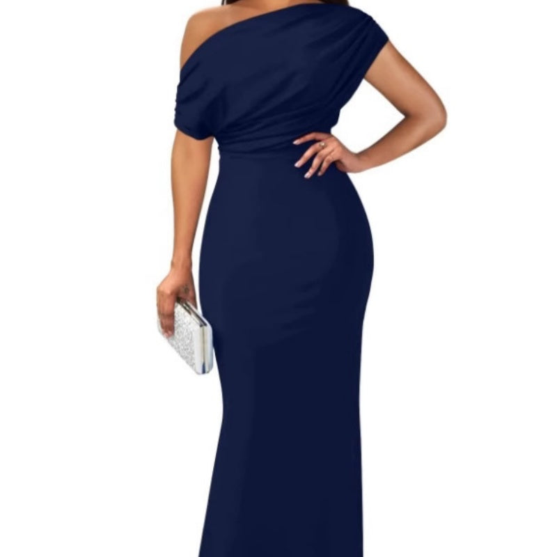 💃Robes longues élégantes sans bretelles de couleur unie pour femmes