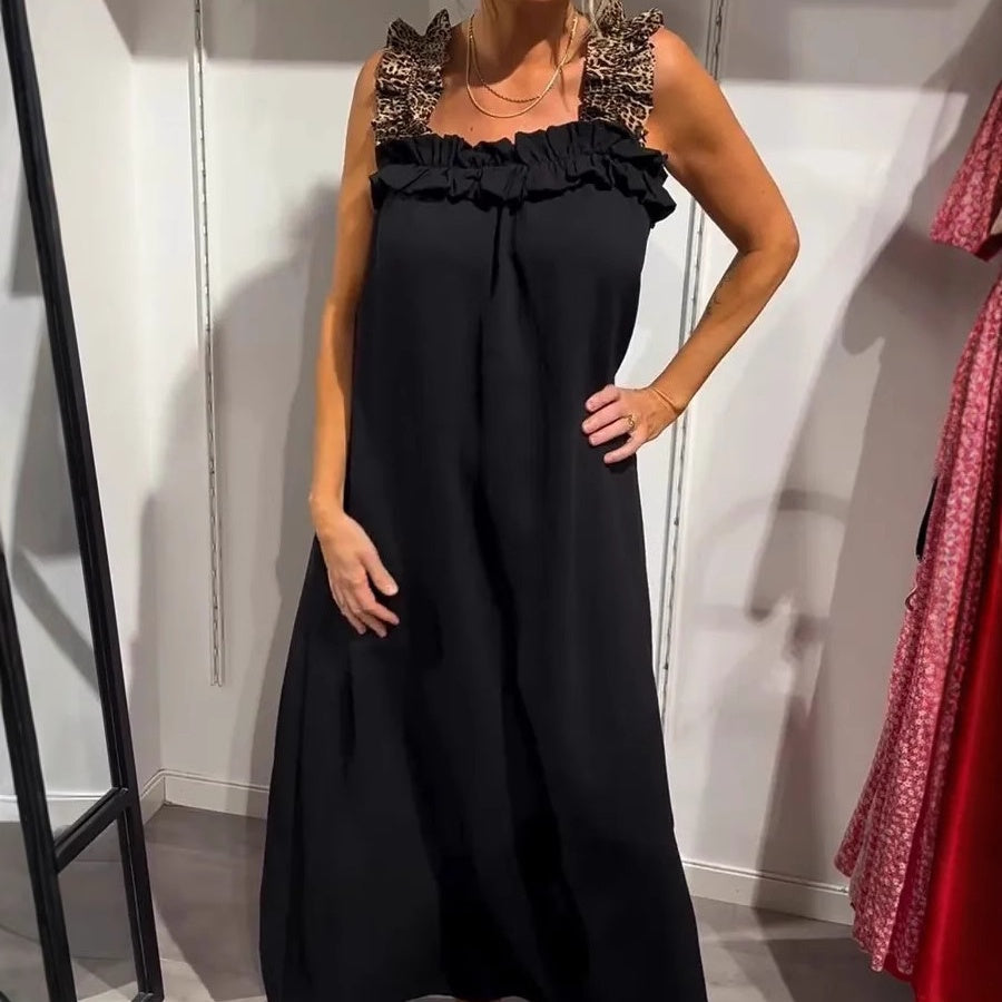 Casual mouwloze maxi -jurk voor dames met tassen