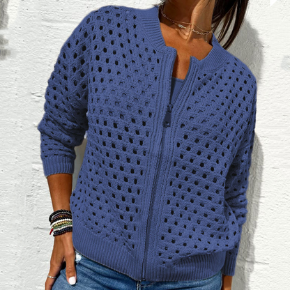 🍃Lässige Strickjacke mit Reißverschluss für Damen mit Hohldesign