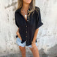 👗2025 New design✨Casual plain-colored women's shirt blouse in a loose fit💃