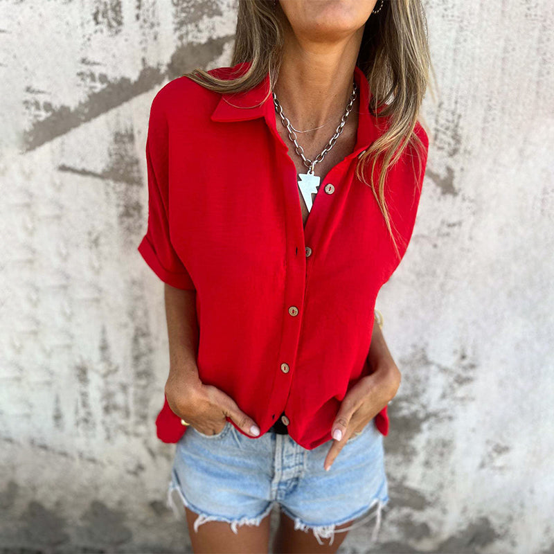 👗2025 Yeni tasarım✨Rahat, düz renkli, bol kesim kadın gömlek bluz💃