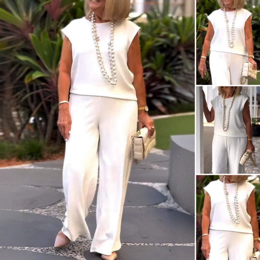🔥Women's sleeveless top and round neck pants
