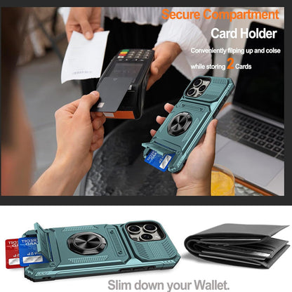 Couverture pratiques avec support de carte et stand en anneau pour iPhone