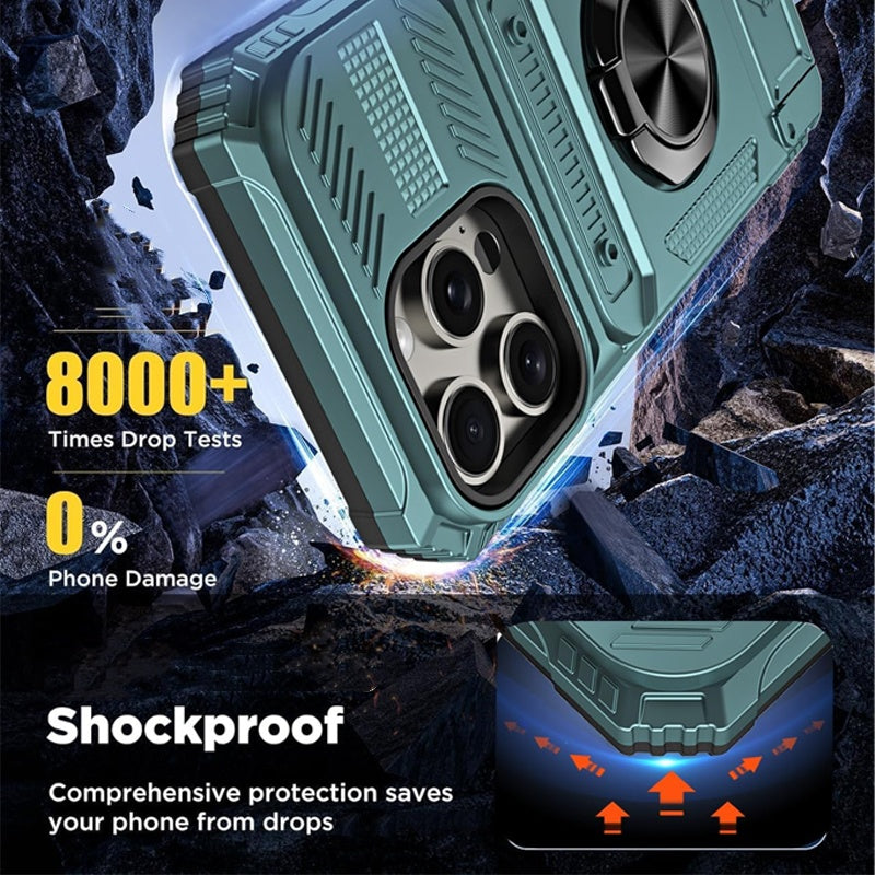Couverture pratiques avec support de carte et stand en anneau pour iPhone