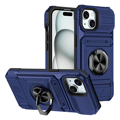 Couverture pratiques avec support de carte et stand en anneau pour iPhone