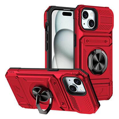 Couverture pratiques avec support de carte et stand en anneau pour iPhone