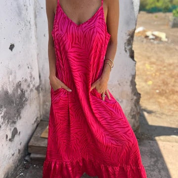 Damas Maxikleid con presión y seguidores de espagueti