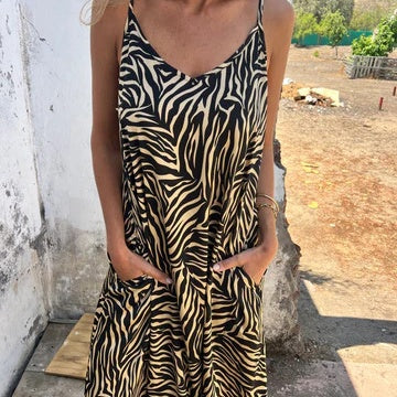 Damas Maxikleid con presión y seguidores de espagueti
