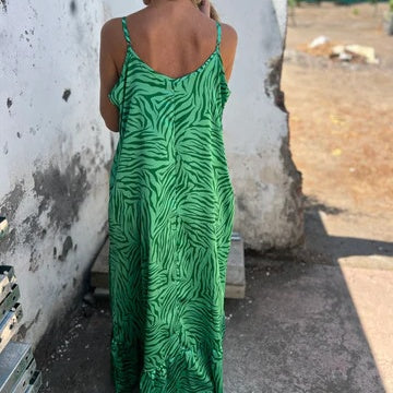 Damas Maxikleid con presión y seguidores de espagueti