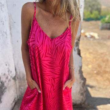 Damas Maxikleid con presión y seguidores de espagueti