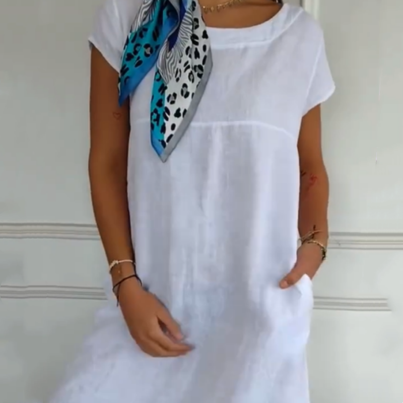🏖️Sconto del 50% su Soldes Summer🌼Abito da donna in cotone a maniche corte e scollo tondo