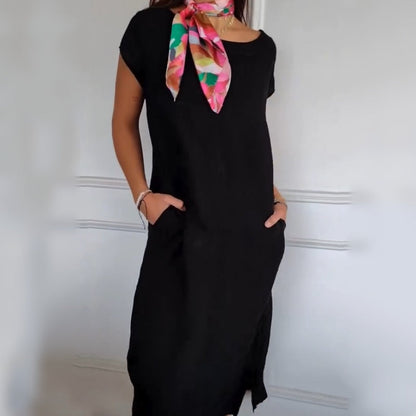 🏖️Sconto del 50% su Soldes Summer🌼Abito da donna in cotone a maniche corte e scollo tondo