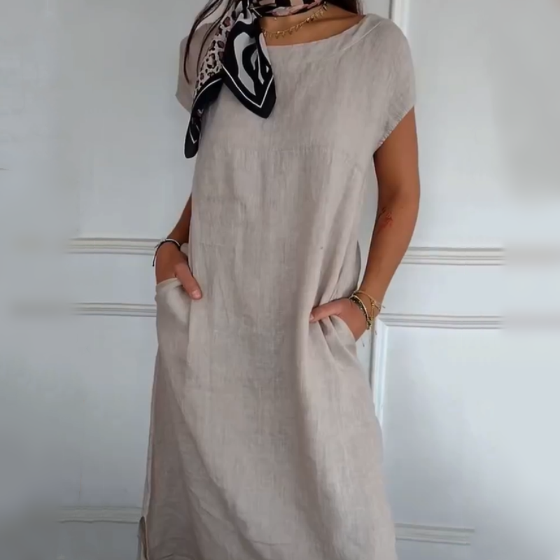 🏖️Sconto del 50% su Soldes Summer🌼Abito da donna in cotone a maniche corte e scollo tondo