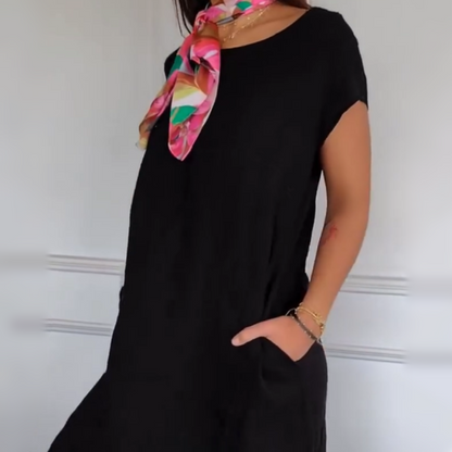 🏖️Sconto del 50% su Soldes Summer🌼Abito da donna in cotone a maniche corte e scollo tondo