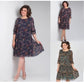 Damen Freizeitkleid mit Rundhalsausschnitt und Blumenmuster