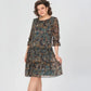 Damen Freizeitkleid mit Rundhalsausschnitt und Blumenmuster