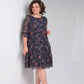 Damen Freizeitkleid mit Rundhalsausschnitt und Blumenmuster