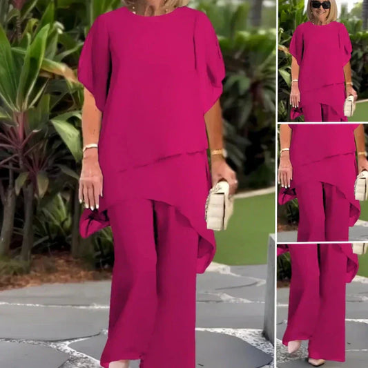 Doppi di donne in due parti: affascinanti top asimmetrici e pantaloni con una gamba larga