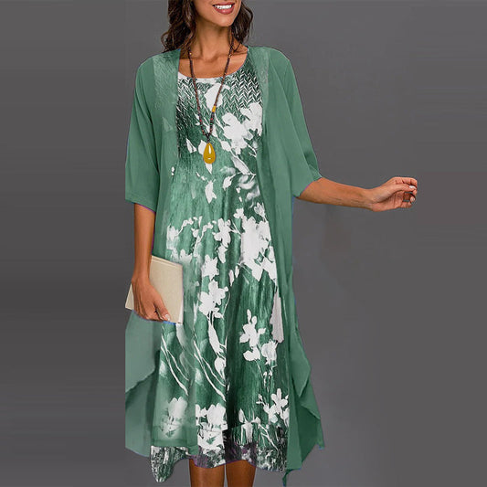 🌸New for 2025👗Limited-time offer - 2-piece set: shirt + half-sleeve dress
