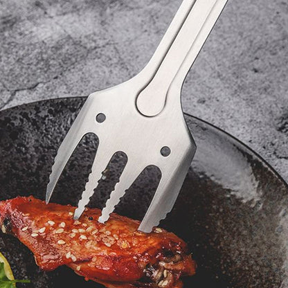 🔥Venta caliente🥓Utensilios para barbacoa de camping 3 en 1, tenedor, espátula y pinza para el hogar