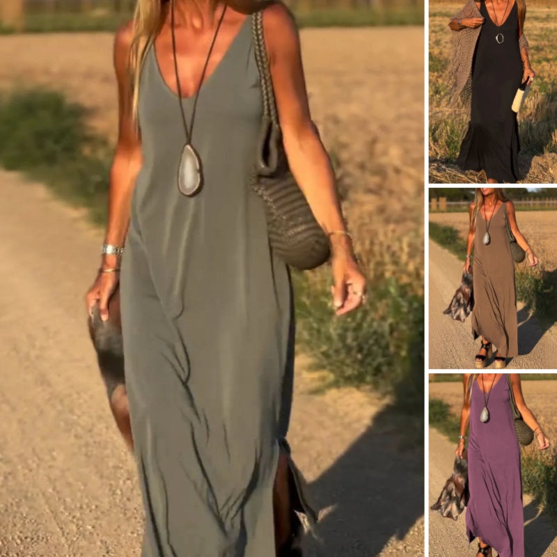 ✨Novità per l'inizio dell'estate✨Abito lungo con scollo a V da donna