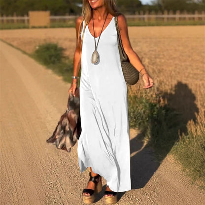 ✨Novità per l'inizio dell'estate✨Abito lungo con scollo a V da donna