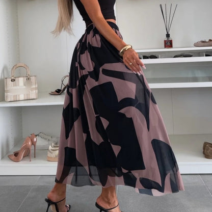 ☀️Novità inizio estate 2025 👗Gonna lunga da donna con stampa alla moda e elastico in vita