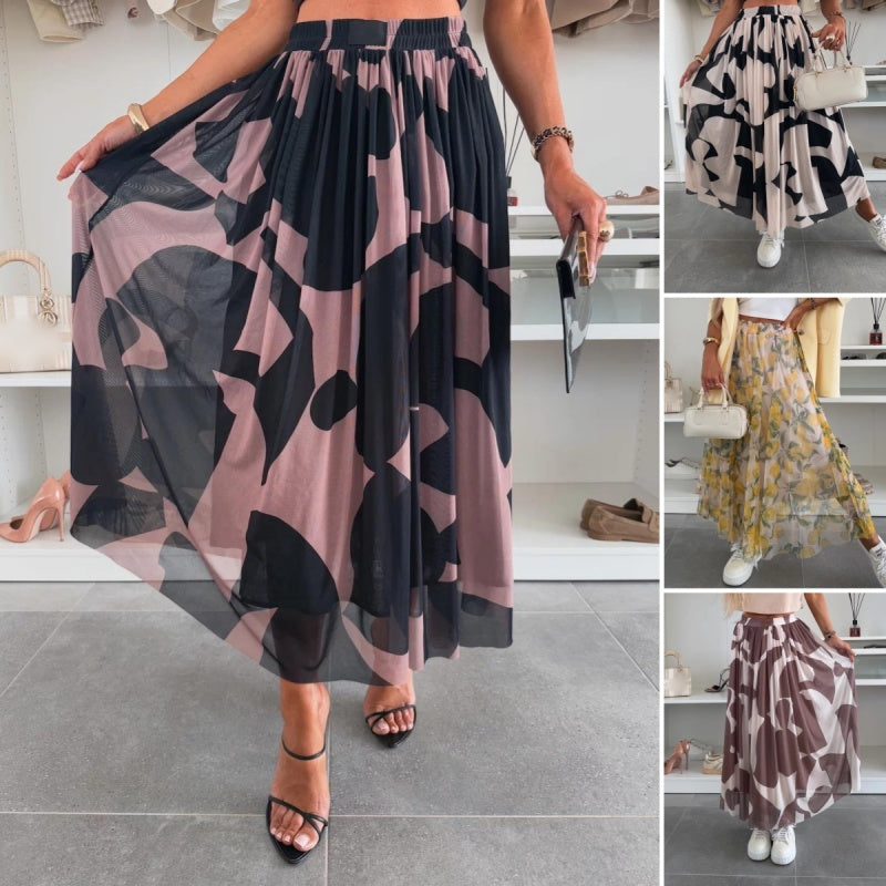 ☀️Novità inizio estate 2025 👗Gonna lunga da donna con stampa alla moda e elastico in vita