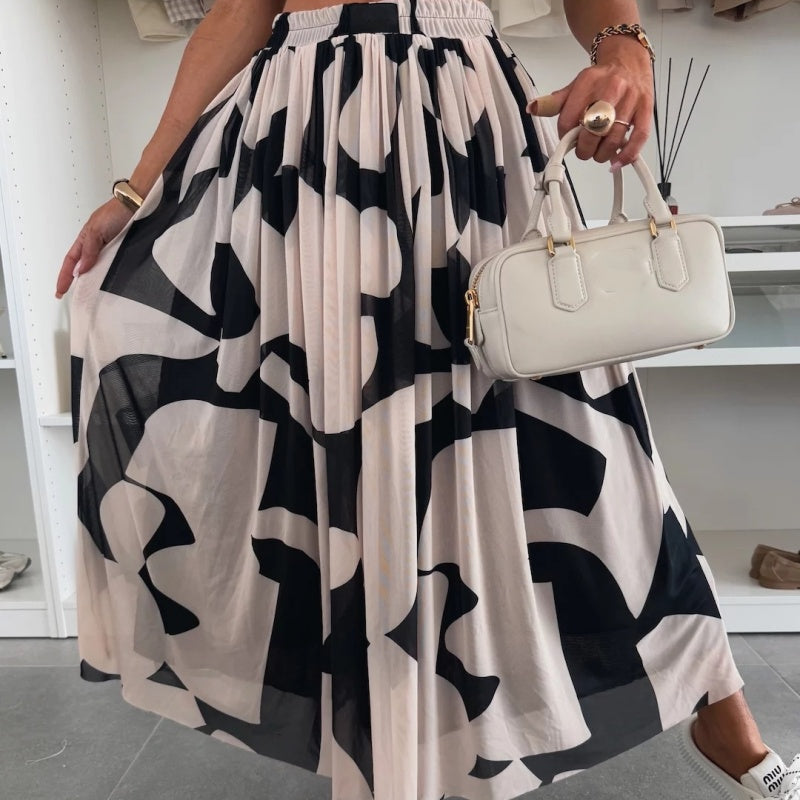☀️Novità inizio estate 2025 👗Gonna lunga da donna con stampa alla moda e elastico in vita