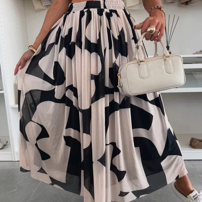 ☀️Novità inizio estate 2025 👗Gonna lunga da donna con stampa alla moda e elastico in vita
