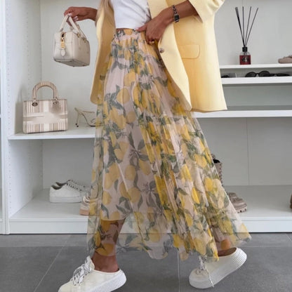 ☀️Novità inizio estate 2025 👗Gonna lunga da donna con stampa alla moda e elastico in vita