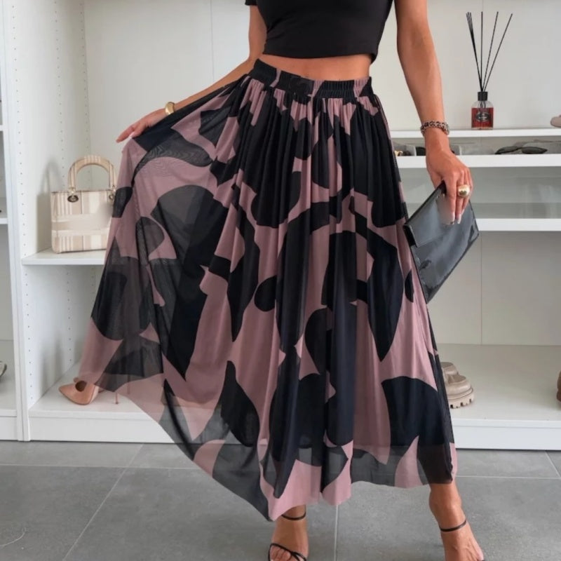 ☀️Novità inizio estate 2025 👗Gonna lunga da donna con stampa alla moda e elastico in vita